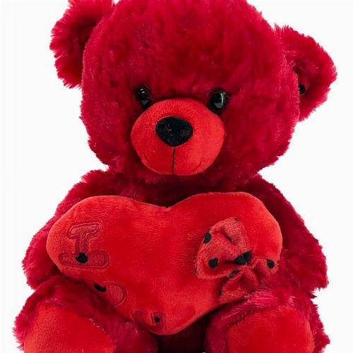 RED TEDDY WITH LOVE /BOW ON HEART PILLOW