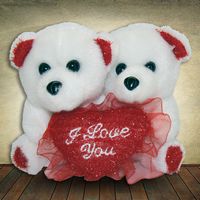 10cm Twin Teddy with Heart