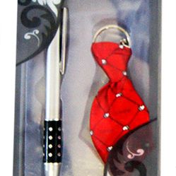 Pen with Assorted Tie Keyring Sets