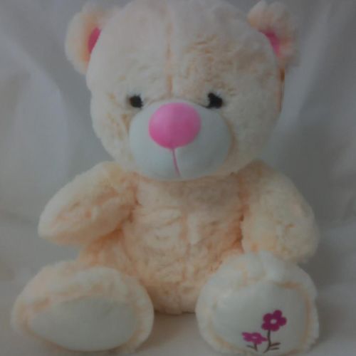 CREAM TEDDY WITH PINK