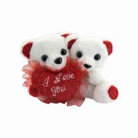Twin Teddy WHITE/RED HEART