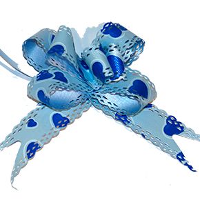 BUTTERFLY PULL BOWS 10PCS BLUE W/HEARTS