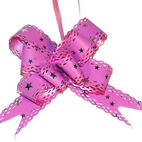 BUTTERFLY PULL BOWS 10PCS PINK W/STARS