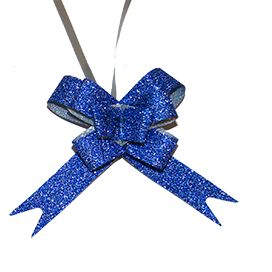 BUTTERFLY PULL BOWS 10PCS BLUE GLITTER